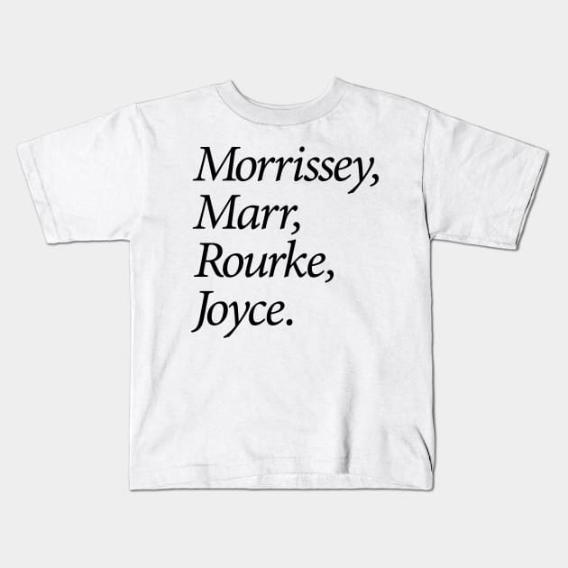 Morrissey, Marr, Rourke, Joyce Kids T-Shirt by conform